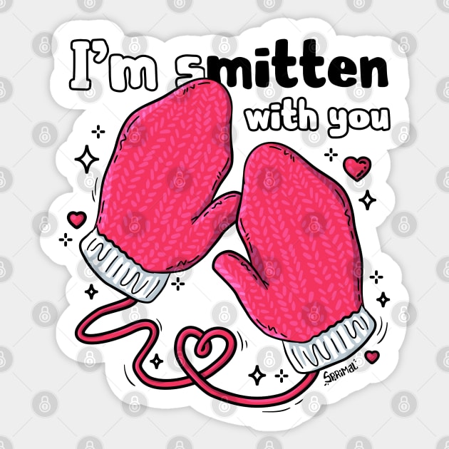 I'm smitten with you mittens and affection pun Sticker by SPIRIMAL